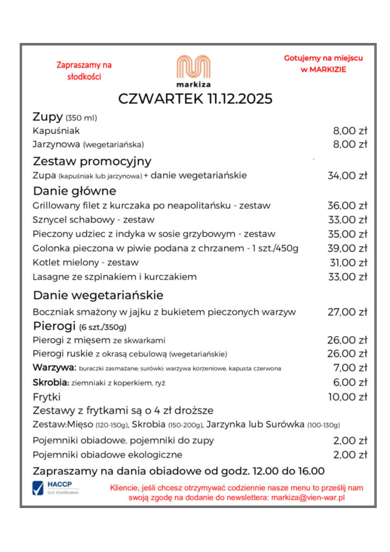menu markiza 11.12