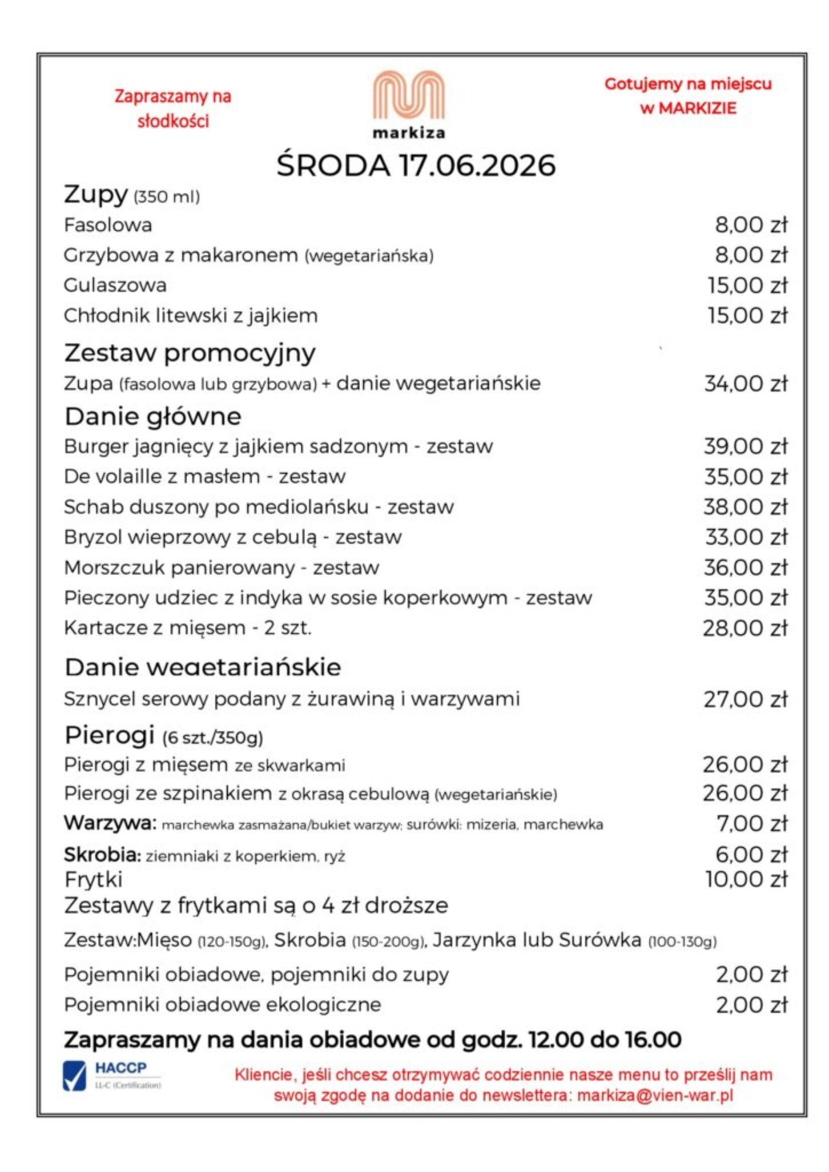 menu markiza 17.06
